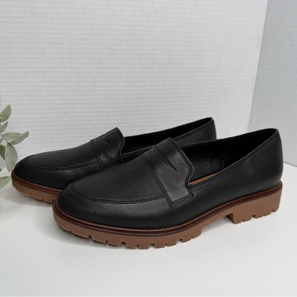 Lucky Brand Shoes - Lucky Brand Women's Tomber Lug Sole Black Leather Loafers Size 8M Minimalist
